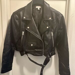 Topshop Black Leather Moto Jacket